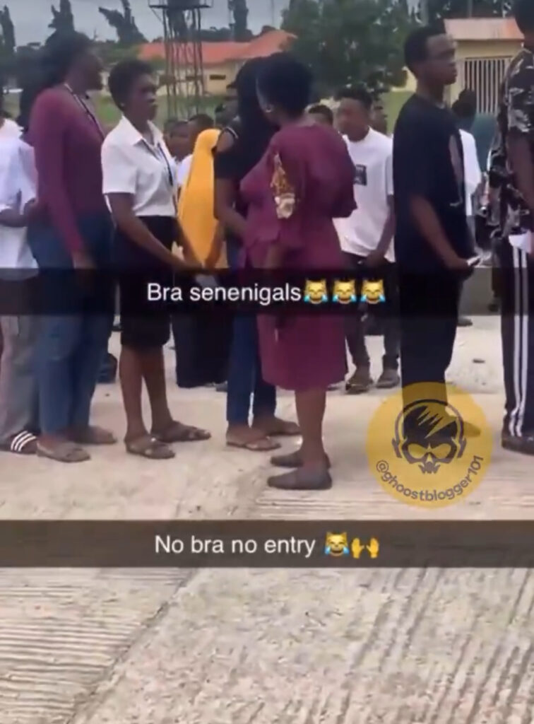 “No Bra, No Exam!” — OOU Allegedly stops Braless Students from entering the examination Hall [VIDEO]